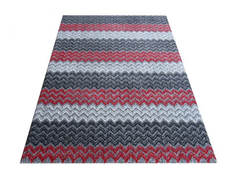 Dywan Sherpa 01 - szaro-czerwona 80 x 150 cm