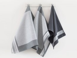 Komplet ścierek bawełna 2x50x70 + ręcznik 30x50 Maroko szary 8463/1