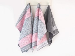 Komplet ścierek bawełna 2x50x70 + ręcznik 30x50 / Marsala róż