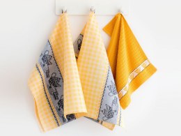 Komplet ścierek bawełna 2x50x70 + ręcznik 30x50 podwieczorek żółty 8372/4
