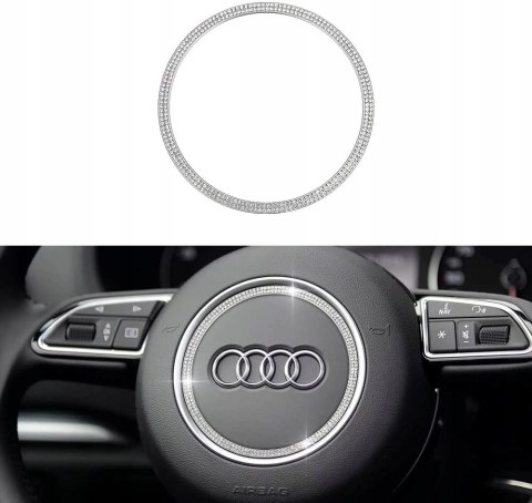 DIAMENTOWA NAKLEJKA NA KIEROWNICĘ LOGO AUDI RAMKA2