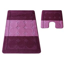 Komplet łazienkowy Montana z wycięciem Edremit XL Aubergine Komplet (50 cm x 80 cm i 40 cm x 50 cm)