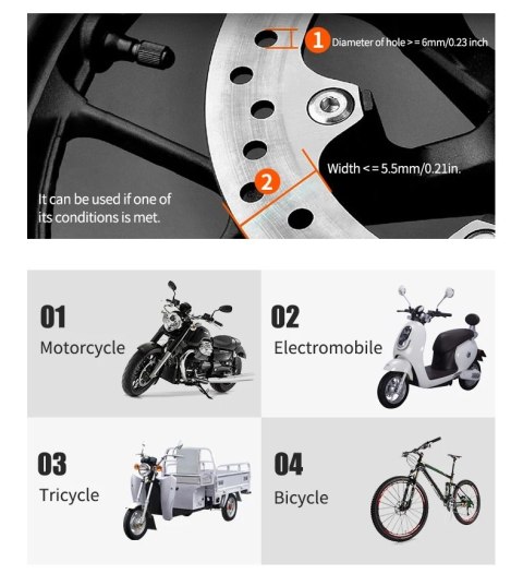 Blokada Tarczy Hamulcowej z Alarmem Do Motocykli i Rowerów Wodoodporna B Blokada Tarczy Hamulcowej z Alarmem Do Motocykli i Rowerów Wodoodporna B