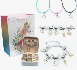 DUŻY ZESTAW DO ROBIENIA BRANSOLETEK I NASZYJNIKÓW CHARMS SZKATUŁKA KORALIKI BIAŁY