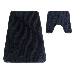 Komplet łazienkowy Montana z wycięciem CLT-007 Black Komplet (50 cm x 80 cm i 40 cm x 50 cm) czarny