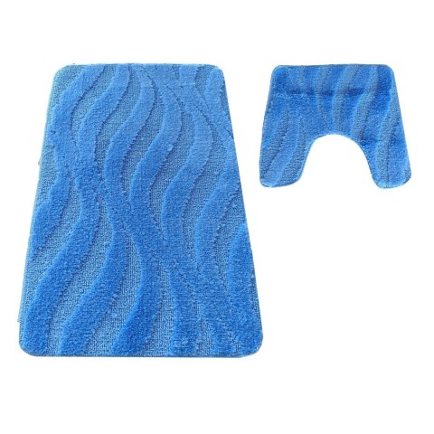Komplet łazienkowy Montana z wycięciem CLT-007 Blue Komplet (50 cm x 80 cm i 40 cm x 50 cm) niebieski