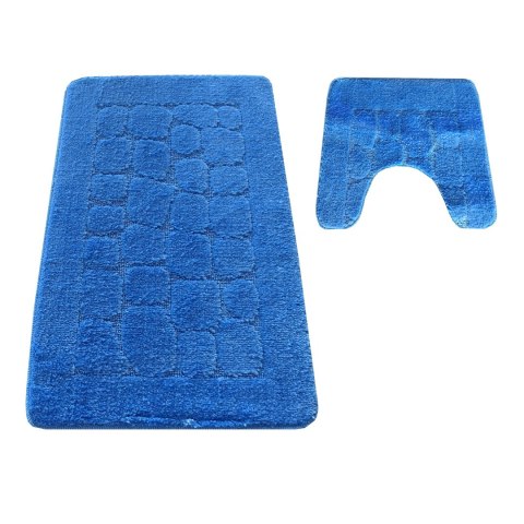 Komplet łazienkowy Montana z wycięciem CLTSTONE Blue (50 cm x 80 cm i 40 cm x 50 cm) niebieski